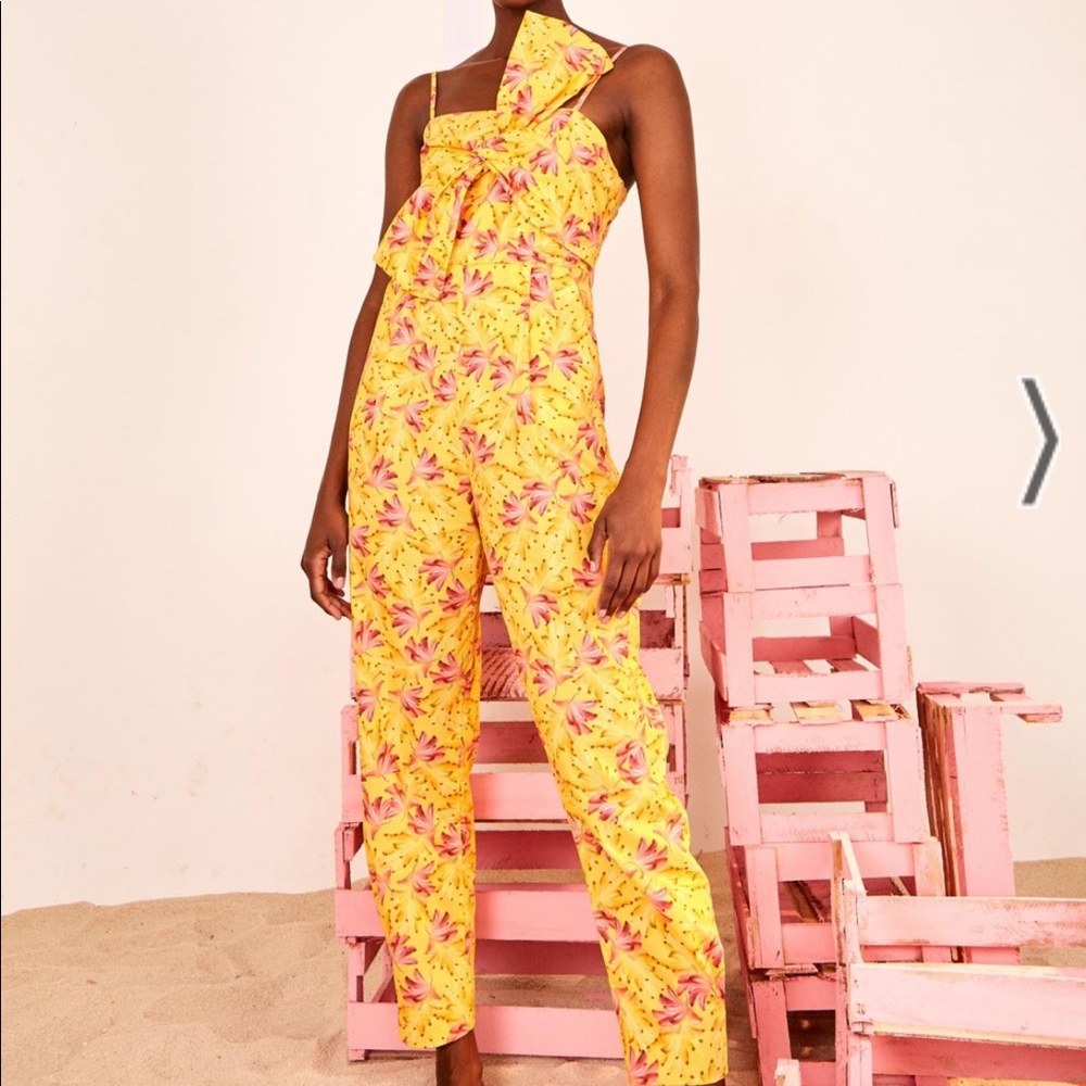 Anthropologie Yellow Floral Jumpsuit